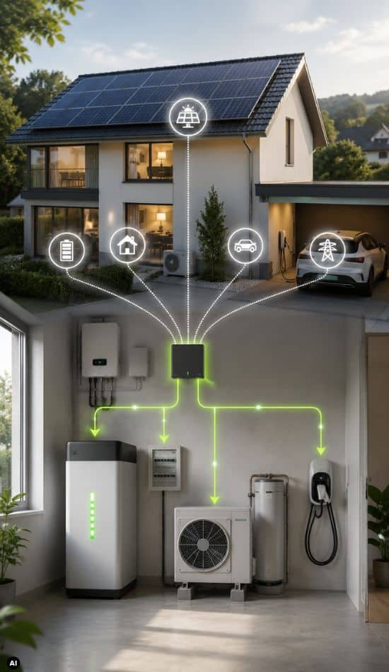 Einfamilienhaus mit Photovoltaik, Stromspeicher, Wärmepumpe, Wallbox und intelligentem Energiemanagement
